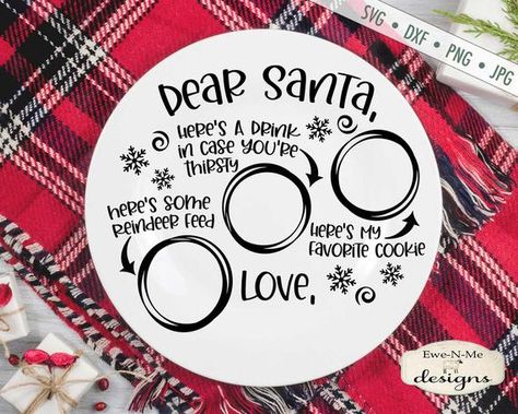 Christmas Eve Plate, Cookies For Santa Plate, Santa Plate, Milk Cookies, Svg For Cricut, Free Svg Cut Files, Silhouette Studio Designer Edition, Favorite Cookies, Dear Santa