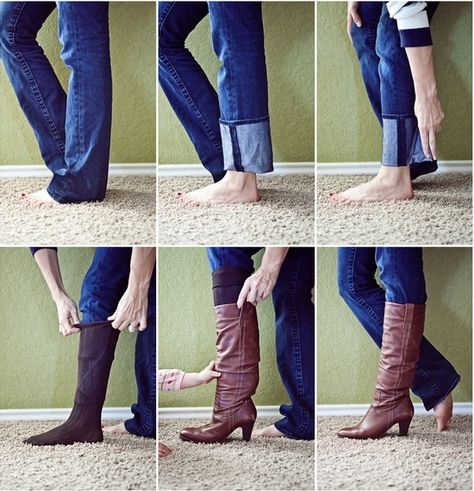 Neatly tuck your non-skinny jeans in boots. | 27 Life Hacks Every Girl Should Know About 27 Life Hacks, Iron Lady, Life Hacks Every Girl Should Know, Hacks Every Girl Should Know, Mode Tips, Marchesa, Mode Inspiration, Every Girl, Diy Fashion