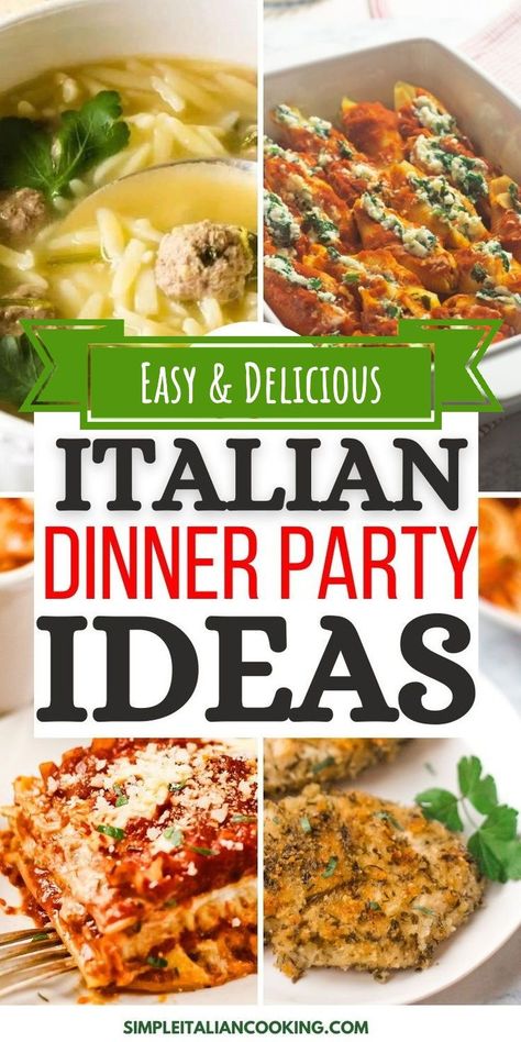 Italian Dinner Menu, Italian Food Party, Easy Italian Dinner, Easy Italian Recipes, Italian Main Dishes, Italian Entrees, Italian Soup Recipes, Italian Lunch, Italian Dinner Party