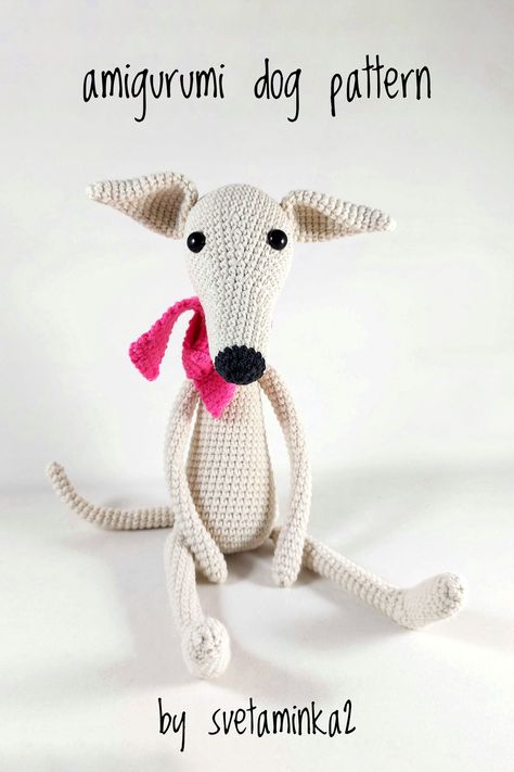 crochet toys Greyhound Italian, Amigurumi Dog Pattern, Crochet Bloggers, Dog Patterns, Amigurumi Dog, Animals Pattern, Toys Crochet, Crochet Pattern Amigurumi, Grey Hound Dog