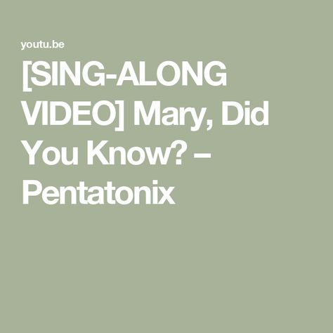 [SING-ALONG VIDEO] Mary, Did You Know? – Pentatonix Pentatonix Songs, Holiday Songs, Christmas Tours, Pentatonix, Did You Know, Singing, On Sale, Songs, Christmas