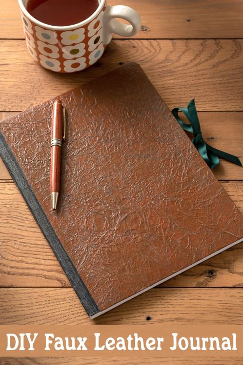 Learn to craft a DIY faux leather journal cover with paper bags and Mod Podge in this easy, step-by-step guide. Fun and creative! Ruler Crafts, Faux Leather Journal, Craft Projects For Adults, Simple Notebook, Mod Podge Crafts, Leather Folder, Leather Journal Cover, Leather Frames, Paper Ribbon