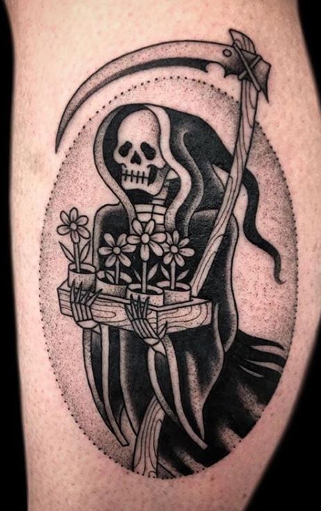 110 Unique Grim Reaper Tattoos You’ll Need to See - Tattoo Me Now Ox Tattoo, 12 Tattoos, See Tattoo, Grim Reaper Tattoo, Flash Sheets, Reaper Tattoo, Scary Tattoos, Theme Tattoo, Creepy Tattoos