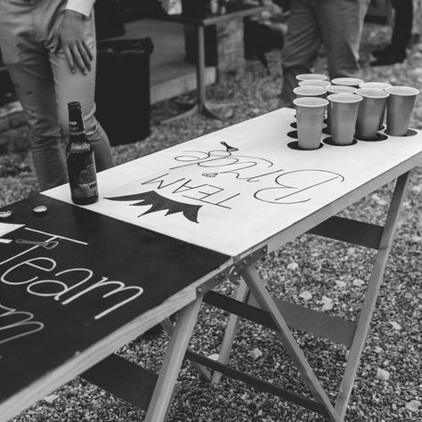 If it’s one thing I love, it’s the unique details of a wedding day😍 This beer pong table is everything and more for our couples, it’s such a fun and exciting way to get everyone loosened up and involved in your wedding reception! There is nothing like a good competition to liven things up!😮‍💨 Don’t forget to follow @greenlily_events for more!🤍 #weddingbeerpong #weddinggames #beerpong #teambride #teamgroom #weddingentertainment #surreywedding #surreyweddingplanner #surreyweddingplanning #s... Custom Wedding Beer Pong Table, Beer Pong Wedding Table, Funny Wedding Reception Ideas, Cheap Wedding Activities, Beer Pong Wedding Reception, Fun Reception Games, Fun Things To Do During Wedding Reception, Fun Winter Wedding Ideas, Wedding Beer Pong Table Painted