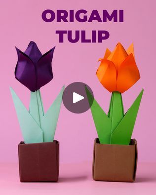 Flower Origami Easy, Tulip Tutorial, Tulip Origami, Origami Tulip, Flower Origami, Tutorial Origami, Easy Origami, Origami Flowers, Origami Tutorial