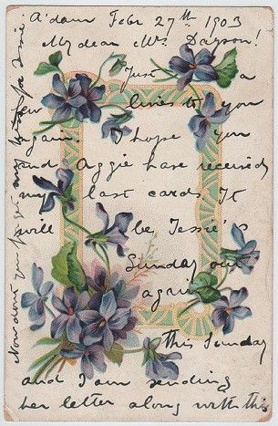 Violets (vintage postcard, c.1903) | Vintage postcard of vio… | Flickr Stary Papier, Handwritten Letter, Etiquette Vintage, Old Letters, Pocket Letter, Decoupage Vintage, Images Vintage, Vintage Diy, Graphic 45