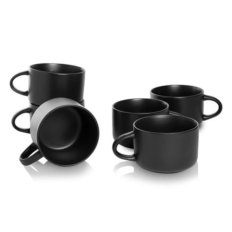 PRICES MAY VARY. Modern, minimalist, and matte This 22 oz. Oversized coupe mug features smooth curves and sleek edges. Oversized mug is also great for soups, cereal, and ice cream. Set of 6 Product Dimensions: 4.75” diameter x 3.375” Height Oven safe up to 500 Fahrenheit, microwave safe, & dishwasher safe While dishes are safe to use in the microwave, they may become hot. Handle carefully. 10 Strawberry Street, Coffee Cup Set, Black Coffee Mug, Mug Set, Black Coffee, Mugs Set, Memorable Gifts, All Modern, Earthenware