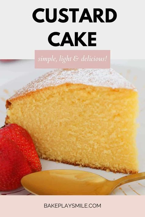 Custard Sponge Cake Recipe, Simple Tea Cake Recipe, Custard Powder Cake Recipe, Custard Powder Cake, Recipes With Custard Powder, Custard Powder Recipes Desserts, Vanilla Custard Cake Recipe, Cake Bread Recipes, School Cake Recipe