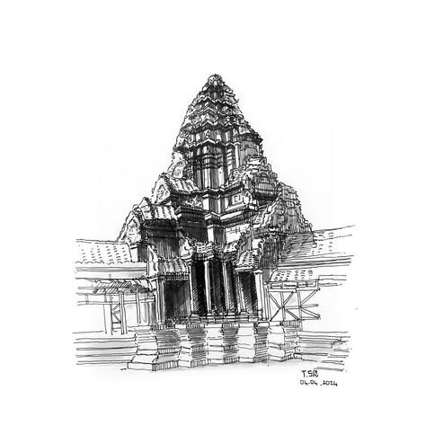 _Day235 : Closer up view of Angkor wat. Pic source : https://pin.it/1N6WcN9tY . . . . . . . . . . . . #sketch #sketch_daily #sketchartgallery #roughsketch #global_sketchers #sketch_dailydose #sketchbook #lineart #inkdrawing #sketchaday #sketch_architectart #illustrarch #sketch_architecture #Allofsketches #ArchiSketcher #sketch_arq #arquitetapage #perspective #sketcharchitecture #archistudent #drawing #sketchbook Angkor Wat Drawing, Sketch Journaling, Sketchbook Lineart, Sketch Architecture, Daily Sketch, Sketch Daily, Drawing Sketchbook, Sketch A Day, Angkor Wat