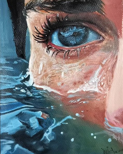 Painting Of A Face Abstract, Art About Obsession, Painting Ideas On Canvas Human, Art Inspiration Realism, Emotional Portrait Painting, Painting Ideas On Canvas Professional, Water Reflection Painting Acrylic, Gcse Art Painting, Expressive Portraits Drawing