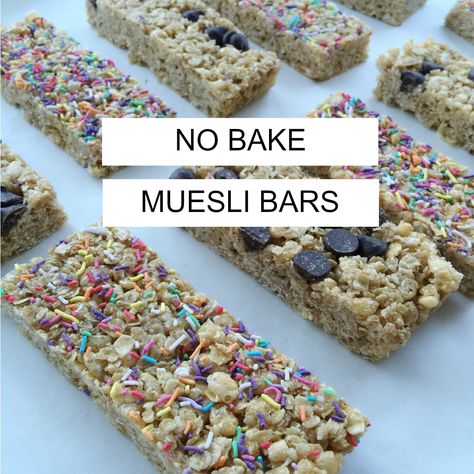 Healthy Muesli Bar Recipe, Homemade Muesli Bars, Muesli Bar Recipe, Rice Bubbles, Healthy School Snacks, Muesli Bars, Lunchbox Treats, Kids Lunches, Lunch Box Snacks