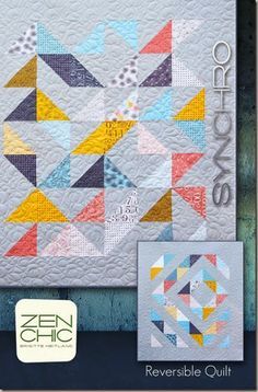 Synchro modern quilt pattern Zen Chic, www.brigitteheitland.de Grandmother Quilt, Chic Quilts, Quilt Modernen, Half Square Triangle Quilts, Pdf Quilt Pattern, Patchwork Quilt Patterns, House Quilts, Triangle Quilt, Contemporary Quilts