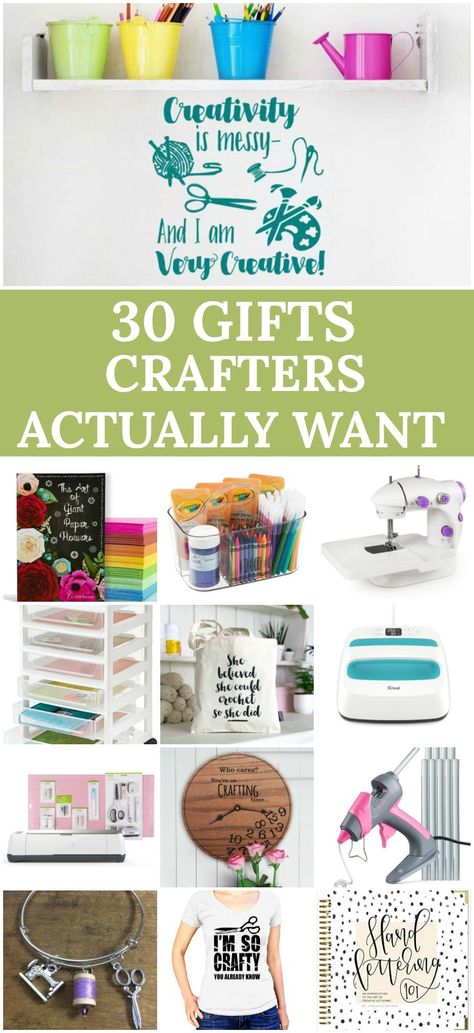 Gift Ideas For Crafters: 30 Brilliant Gifts for Crafters. Your Christmas gift guide to shopping for that crafty person in your life! Craft Lover Gifts, Cricut Gift Basket Ideas, Crafters Gift Basket Ideas, Gift Ideas For Crafty People, Christmas Gift Ideas For Crafters, Gifts For Crafty Women, Gifts For A Crafty Person, Gift For Crafter, Christmas Gifts For Crafters