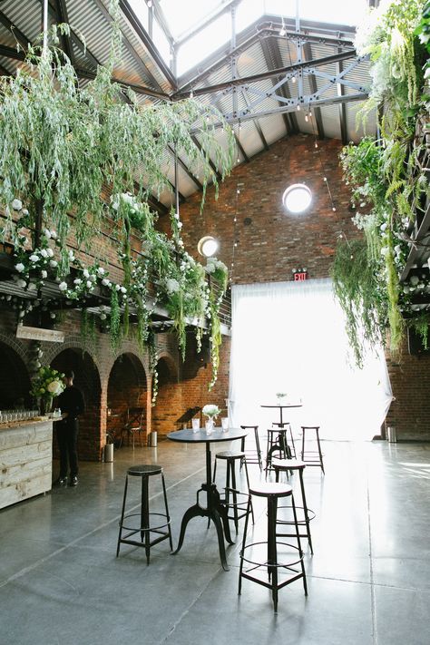 The+Foundry+Cocktail+Hour+Setting Chic Wedding Style, Cocktail Wedding Reception, New York Wedding Venues, Wedding Style Inspiration, Cocktail Hour Wedding, Romantic Garden Wedding, Warehouse Wedding, Historic Wedding, Brooklyn Wedding