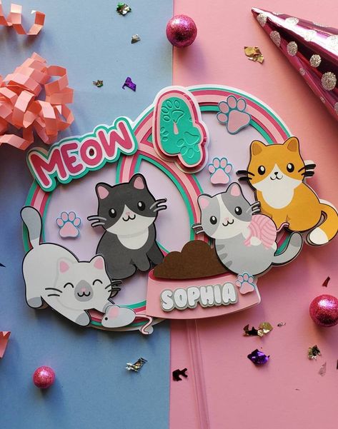 Fancy Cake Toppers, Kitten Cake, Cat Cake Topper, Pijama Party, Gig Harbor Wa, 3d Cake Toppers, Dog Birthday Cake, Cat Birthday Party, Animal Cakes