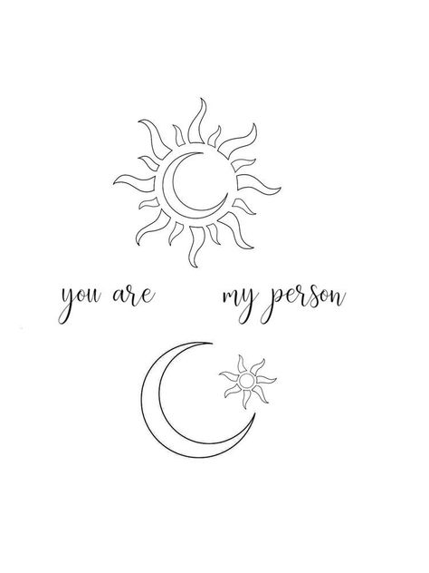 You Are My Sun Moon And Stars Tattoo, Moon Sun Tattoo Couple, My Person Tattoo, Tattoo Sol E Lua, Tattoo Sonne, Matching Friend Tattoos, Sharpie Tattoos, Small Pretty Tattoos, Petite Tattoos