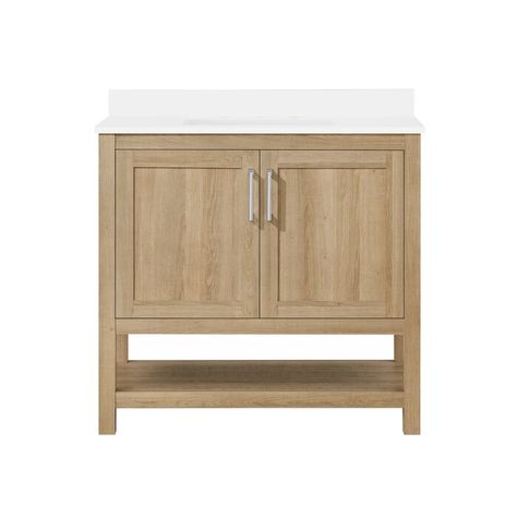 Ove Decors Vegas 36" Single Bathroom Vanity Set | Wayfair Transitional Style Bathroom, 36 Inch Bathroom Vanity, 36 Bathroom Vanity, Oak Bathroom, Single Sink Vanity, Marble Vanity Tops, Transitional Bathroom Vanities, Single Sink Bathroom Vanity, Engineered Stone