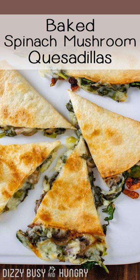 Mushroom Quesadillas, Baked Spinach, Spinach Mushroom, Diner Recept, Tasty Vegetarian Recipes, Spinach Stuffed Mushrooms, Chapati, Mediterranean Diet Recipes, Veggie Dishes