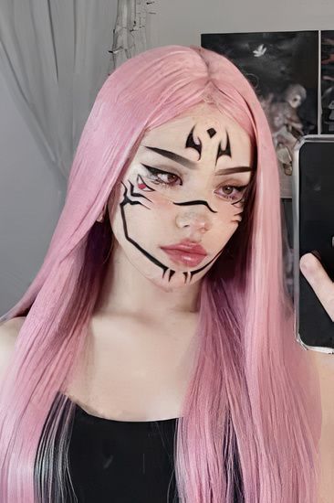 Fashionista Wallpaper, Anime Makeup Ideas, Sukuna Cosplay, Vampire Bride, Pink Hair Anime, Easy Cosplay, Eyeshadow Colors, Anime Cosplay Makeup, Anime Makeup