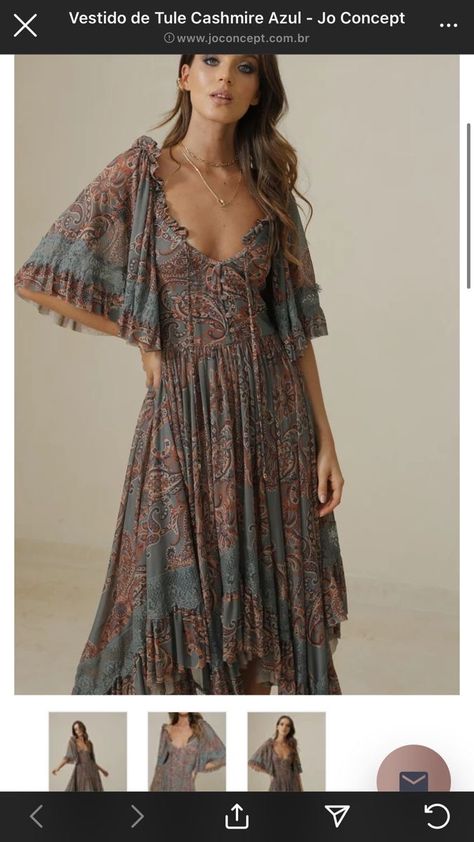 Boho A Line Dress, Boho Sun Dress, Formal Hippie Dress, Polished Boho Style, Concert Outfit Boho, Hippie Formal Dress, Gypsycore Outfits, Hobbitcore Fashion, Bohemian Dress Casual