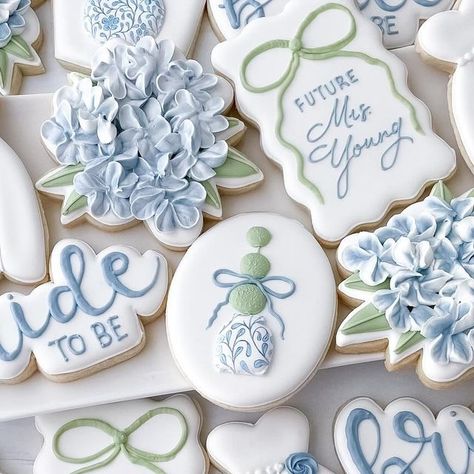 Something Blue Bridal Shower Cookies, Blue Wedding Cookies, Winter Tea Party, Chinoiserie Wedding, Wedding Shower Cookies, Something Blue Bridal, Bridal Shower Cookies, Winter Tea, Blue Bridal Shower