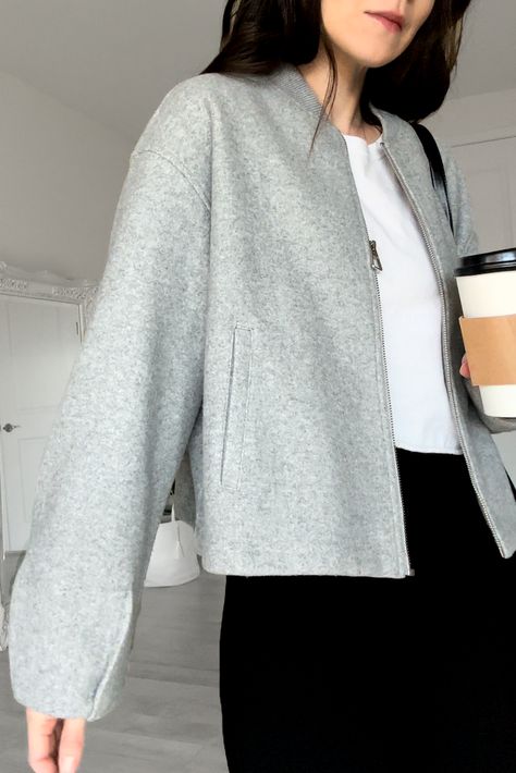 About cute gray jackets ☕️🩶 #grayjacket Boxy gray jacket, boxy jacket, cropped jacket, heather gray jacket, gray bomber jacket, light boxy jacket

#LTKtravel#LTKworkwear#LTKstyletip Airport Outfit Fall, Cropped Jacket Outfit, Airport Outfit Comfy, Airport Outfit Winter, Cute Airport Outfit, Airport Outfit Summer, Boxy Jacket, Jacket Outfit, Neutral Fashion