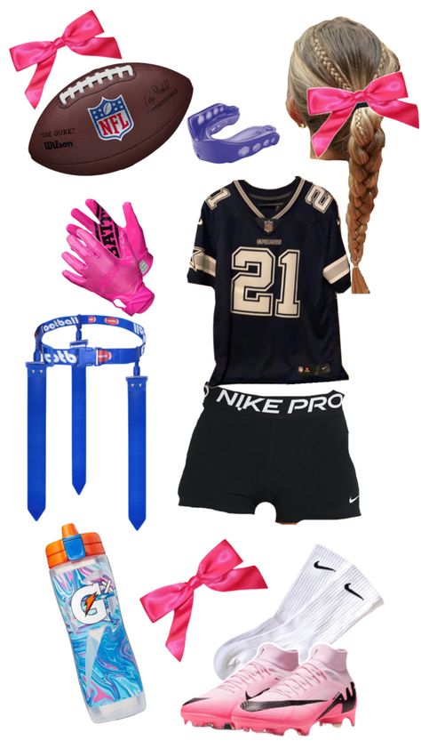 Flag Football Outfit Women, Flag Football Outfit, 6 Flags Outfit, Football Workouts Training, Casual Athletic Outfits, Female Football Player, Casual Sporty Outfits, Football Clothes, Football Workouts