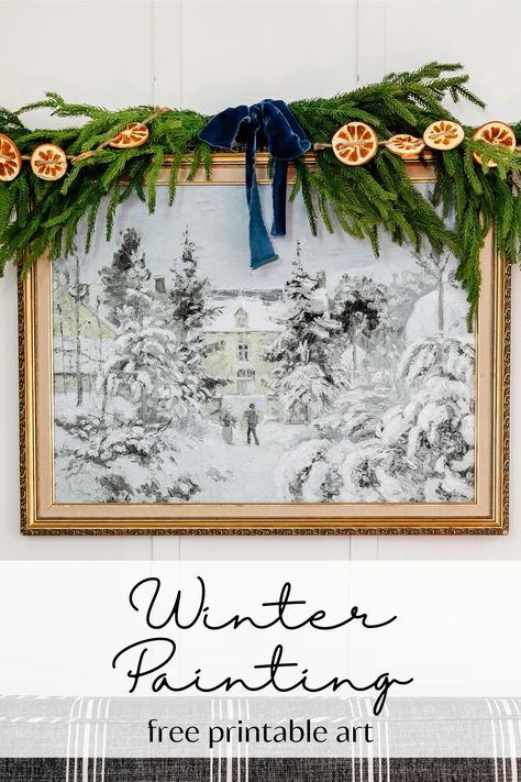 Christmas Prints Free, Christmas Wall Art Printables, Winter Printables Free, Winter Scene Paintings, Art Picture Frame, Winter Printables, Winter Christmas Scenes, Free Wall Art, Winter Wall Art