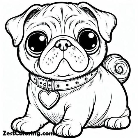 Free Printable Animal Coloring Pages Pug Coloring Pages Free Printable, Pug Coloring Page, Chucky Drawing, Bulldog Clipart, Eggless Cakes, Tire Art, Yoda Wallpaper, Puppy Coloring Pages, Hello People