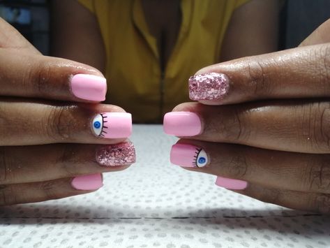 Pink Evil Eye Nails, Pink Evil Eye, Evil Eye Nails, Tips Nails, Eye Nails, Nails Only, Nails Pink, Mani Pedi, Gorgeous Nails