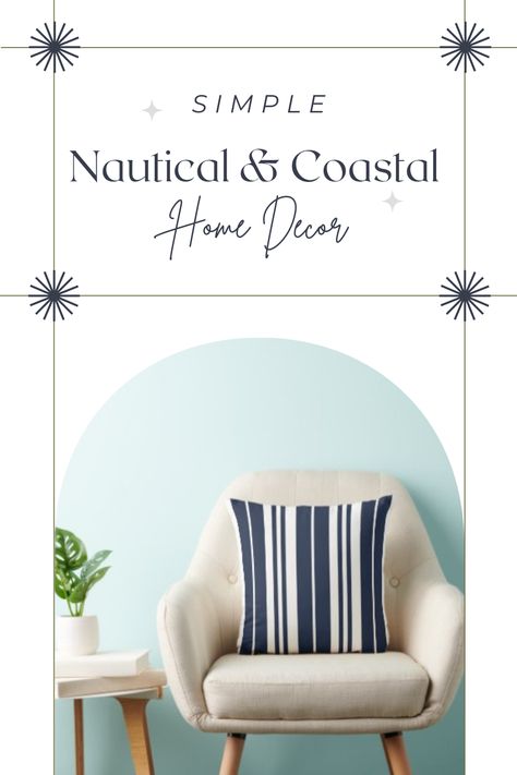 Add a dash of coastal elegance to your home decor with this Navy Blue White Stripes Coastal Seaside Throw Pillow. The timeless navy blue and white stripes evoke a sense of nautical charm, while the coastal-inspired design brings a touch of beachside serenity to any space. Whether you're sprucing up your living room or creating a cozy coastal retreat, this throw pillow is the perfect accent. #zazzlemade #coastaldecor #seasideliving #coastalhome #nauticaldecor #beachhousevibes #beachhousedecor Diy Interior Decor, Modern Nautical, Brown Couch, Coastal Elegance, Coastal Retreat, Nautical Home, Outdoor Light Fixtures, Green Interiors, Master Bedding