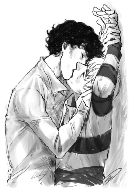 time to go to bed the-jewellers-hands: could you please draw Sherlock pinning John’s hands against a wall above him and kissing him? :D Johnlock Fanart, Sherlock Holmes John Watson, John Lock, Sherlock Art, Watson Sherlock, Jim Moriarty, Sherlock Holmes Bbc, Sherlock Fanart, Sherlock Fandom