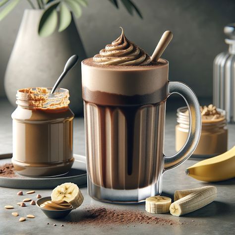 Cooking up Joy - Made with love: Choco-Peanut Bliss: Chocolate, Peanut Butter, and ... Peanut Butter And Banana, Banana Shake, Filling Snacks, Banana Slice, Anime Food, Dessert Food, Natural Peanut Butter, Peanut Butter Banana, Unsweetened Cocoa