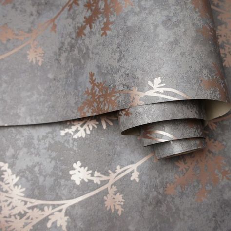 Chevril Wallpaper Grey / Rose Gold Holden 75950 Grey And Gold Wallpaper, Hudson Grace, Rose Gold Wallpaper, Colour Pattern, Wallpaper Rolls, Grey Roses, Metallic Wallpaper, Grey Cabinets, Gold Wallpaper