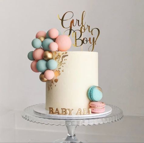 Muted Gender Reveal Party, Ideas For Gender Reveal, Gender Cake, Baby Shower Gender Reveal Cake, Gender Reveal Cakes, Baby Reveal Cakes, Patisserie Design, Baby Gender Reveal Party Decorations, Gender Reveal Cupcakes