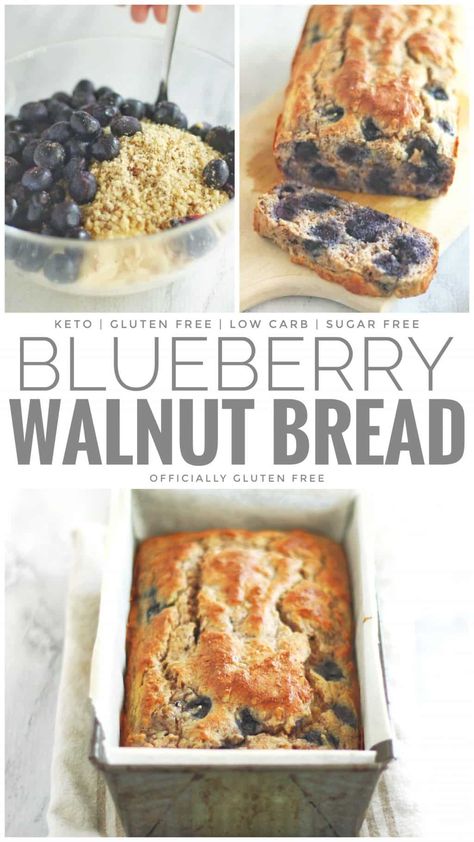 Keto Blueberry Walnut Bread Low Carb Blueberry Bread, Walnut Flour Recipes Keto, Keto Walnut Bread, Walnut Recipes Keto, Blueberry Walnut Bread, Blueberry Walnut Muffins, Keto Breakfast Recipes Easy, Keto Blueberry Bread, Aip Dinner