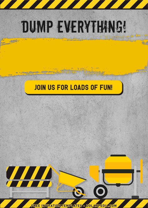 Download  11+ Construction Birthday Invitation Templates Construction Party Invite Template, Excavator Invitation Template, Construction Birthday Invitations Free, Construction Birthday Party Invitations, Excavator Birthday, Construction Party Invitations, Construction Birthday Invitations, Construction Theme Party, Invitation Layout