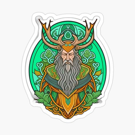 Get my art printed on awesome products. Support me at Redbubble #RBandME: https://www.redbubble.com/i/sticker/Cernunnos-Celtic-God-of-Nature-by-newtotem/154224105.EJUG5?asc=u Cernunnos Art, God Of Nature, Irish Mythology, Celtic Gods, Pagan Rituals, Nature Stickers, Celtic Symbols, Sticker Design, My Art