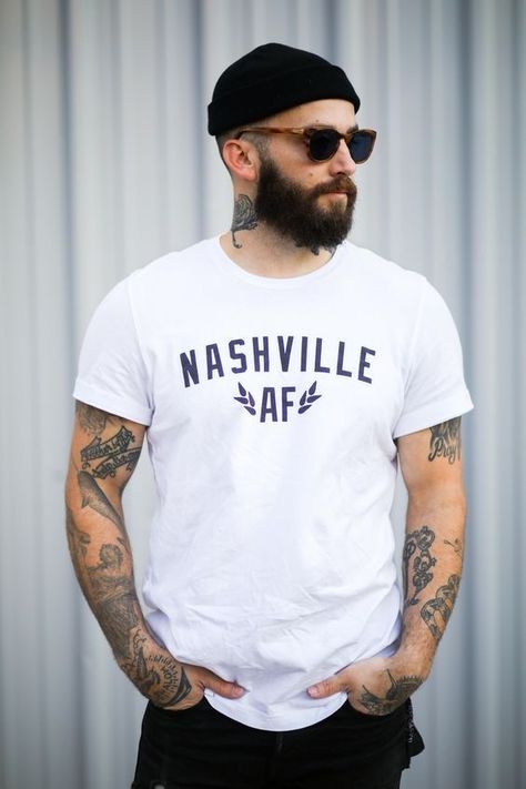 Bald Head Tattoo, Nashville Outfits Summer, Outfits For Guys, Head Tattoo, Tattoo Convention, Mens Casual Outfits Summer, Nashville Outfits, Custom Tee, Bald Head