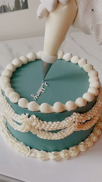 Three Petals Cake Studio 🎂 on Instagram: "happy birthday <3" Happy Birthday Writing, Wedding Shower Cakes, Petal Cake, Tiered Cake Design, Cake Piping, Cake Writing, Piping Techniques, Wilton Cake Decorating, Ombre Cake