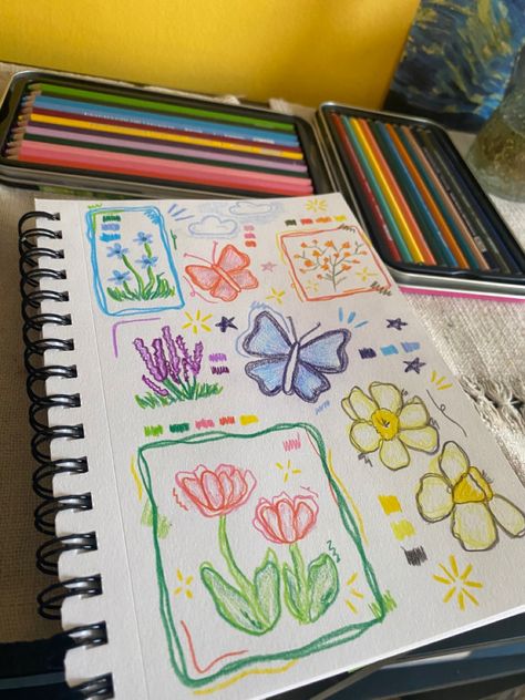 Things To Draw With Crayons, Colored Pencil Doodles, Crayon Doodles, Marker Ideas, Drawings Inspo, Kraf Kertas, Random Sketches, Seni Pastel, Prismacolor Art