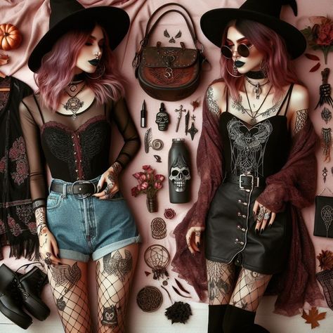 Alt Hippie, Punk Witch, Spring Outfits Boho, Salem Halloween, Salem Witches, Dark Bohemian, Witchy Outfits, Bohemian Goth, Whimsical Goth