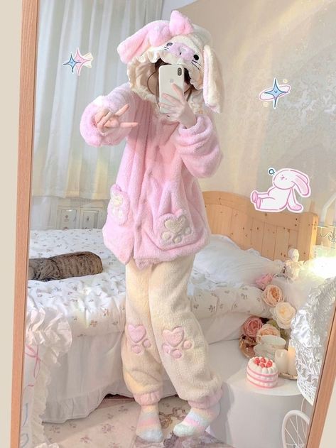 Sleepy Aesthetic Outfit, Cutecore Pajamas, Kawaii Onesie, Little Spaces Ideas Outfits, Kawaiicore Clothes, Pajama Ideas, Bunny Clothes, Kawaii Pajamas, Kawaii Outfit Ideas