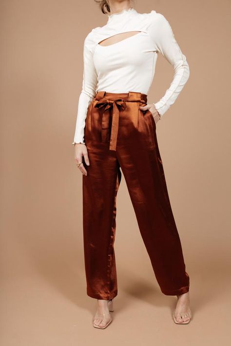 Adalene Satin Pants – böhme Tan Sweatpants, Textured Pants, Glitter Pants, Wide Legged Pants, New Years Outfit, Slip Dresses, Satin Pants, Fancy Dinner, Cozy Hoodie