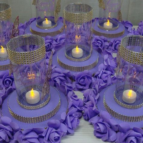 Sweet 16 Centerpieces Fortable,quinceañera Centerpieces Tables, Luminary Birthday Decor,quince Wedding Luminary,central Decor Lavender Roses - Etsy Sweet 16 Table Centerpieces Purple, Sweet 16 Candle Table, Purple And Gold Decorations Party, Pastel Centerpieces Birthday, Purple Centerpieces Birthday, Diy Quinceanera Centerpieces, Purple And Gold Centerpieces, Rapunzel Centerpiece Ideas, Court Table Quinceanera