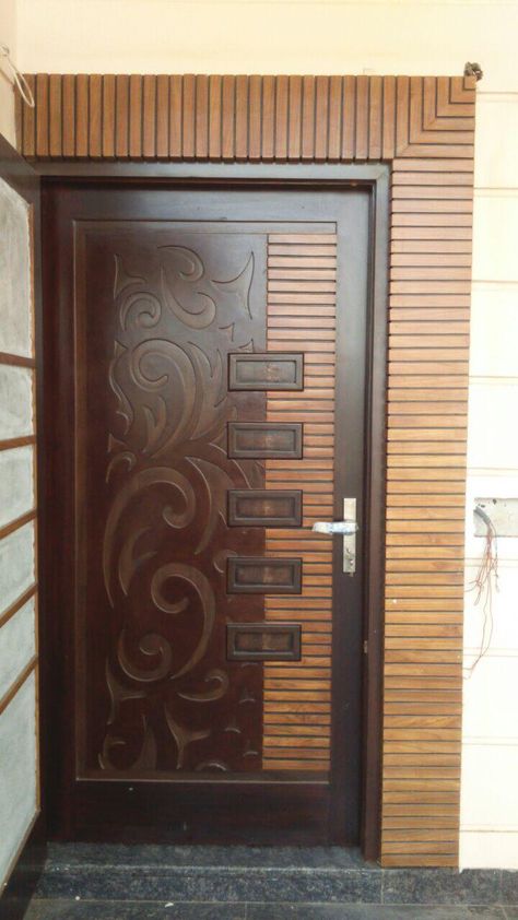 Top 35 Modern And Beautiful Wooden Main Door Design Ideas - Engineering Discoveries Wooden Door Ideas, Main Door Design Ideas, Door Elevation, Flash Door, Indian Main Door Designs, Latest Door Designs, Door Design Ideas, Simple Ceiling, Flush Door Design