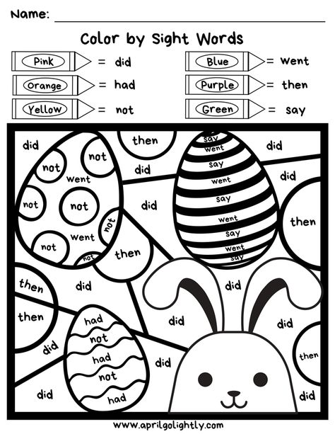 Easter Coloring Pages - FREE Sight Words Printable for Kids - April Golightly #freeprintables #printables #sightwords Easter Sight Word Activities, Kindergarten Coloring Pages Free Printables, Sight Word Coloring Pages Free, Easter Coloring Pages Printable Free, Word Coloring Pages, Kindergarten Poems, Easter Coloring Pages Printable, Free Easter Coloring Pages, Easter Kindergarten