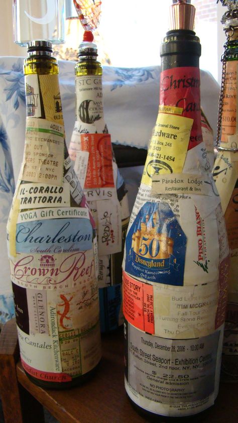 Making memories Memory Bottle Ideas, Mod Podge Wine Bottles, Modge Podge Wine Bottle, Picture On Wine Bottle Diy, Modge Podge Champagne Bottle Napkins, Modge Podge Champagne Bottle, Midge Podge Champagne Bottle, Mod Podge Food Coloring Glass Bottles, Decoupage Glass Bottles With Napkins