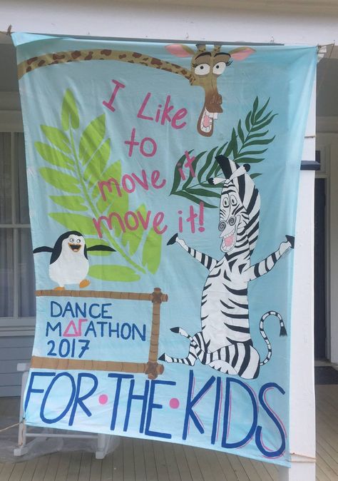 Eta Chi-Georgia College's Dance Marathon banner Dance Marathon Banner, Dance Marathon Themes, Dance Marathon Posters, Dm Quotes, Marathon Posters, Dorm Party, Recruitment Themes, Philanthropy Shirts, Dance Marathon