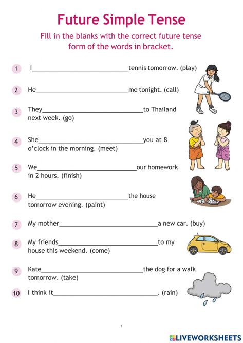 Simple Future Tense online pdf exercise Future Simple Tense, Simple Future Tense, Future Tense Verbs, Tense Worksheet, Eh Poems, Tenses Exercises, English Teaching Materials, Future Tense, Mathematics Worksheets